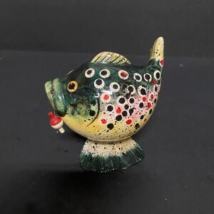 Colorful Bobblehead Ceramic Blowfish Fish Figurine